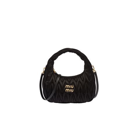 miu miu hobo mini|Black Wander Matelassé Satin Mini Hobo Bag .